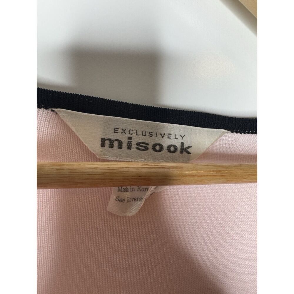 Exclusively Misook Pink Black Color Block Button Cardigan Size Large Acrylic - Picture 3 of 9
